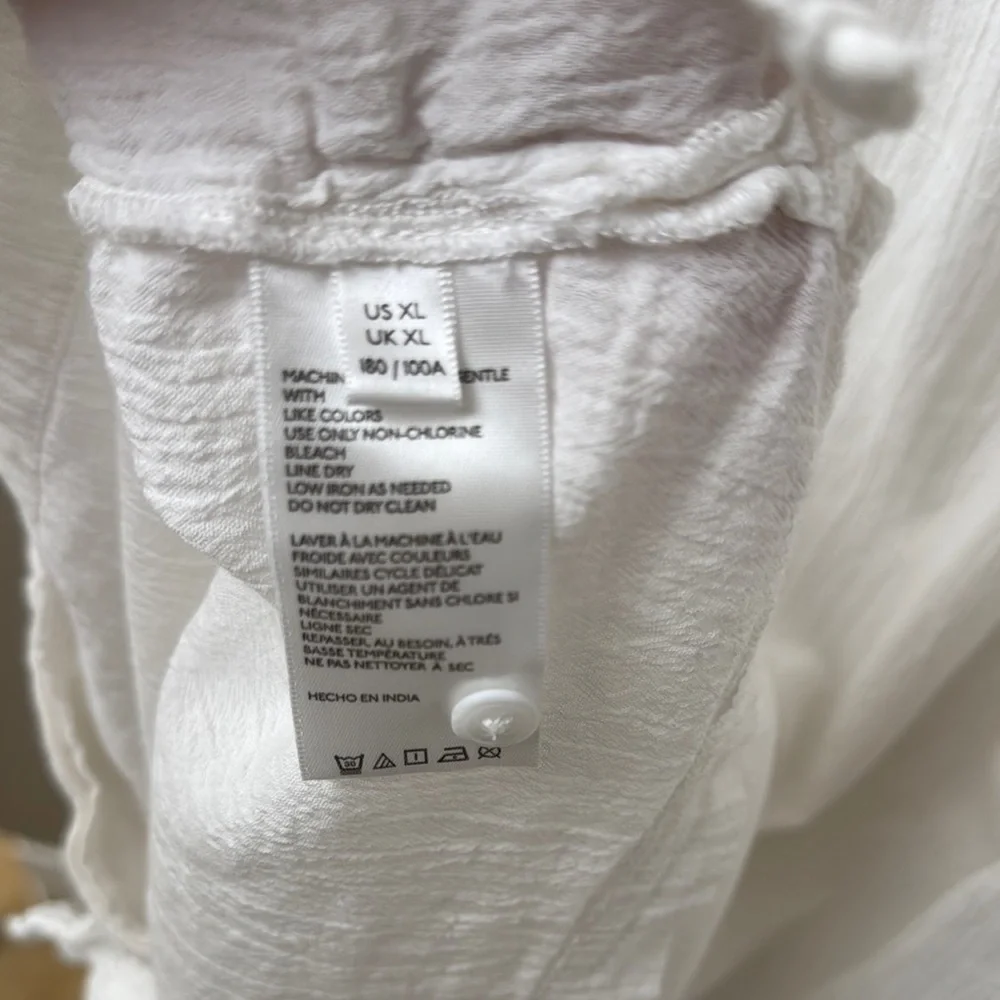 Standard Cloth White Casual Button Down Shirt with Textured Fabric - Picture 13 of 14